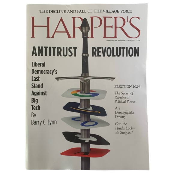 Set Of 2 Harpers Magazine October December 2024 Democracy Big Tech Art Politics - Picture 2 of 9